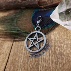 Gunmetal Black Pentagram Charm for Wiccan Witch Charm Bracelet Wicca Occult Goth